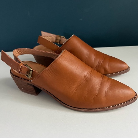 Madewell Caramel Leather Booties with Strap Size 7 - Picture 2 of 7